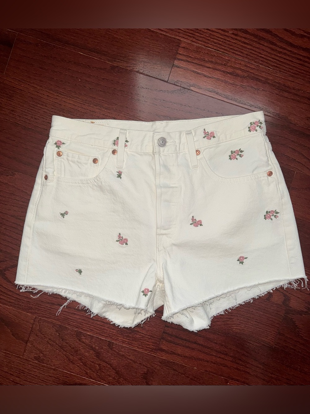 Levi's Denim Shorts with Floral Embroidery